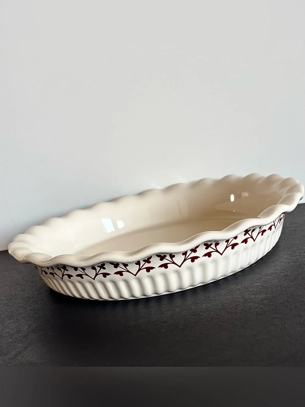 Paula Deen Fall Harvest Large 11 inch Stoneware Quiche or Pie Plate Ruffled Edge